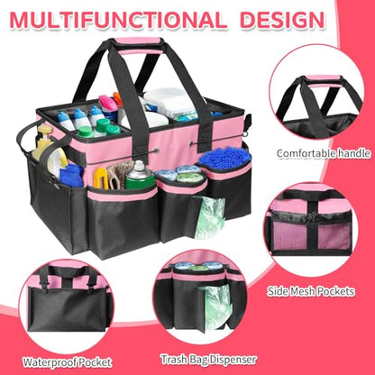 Boczif Cleaning Caddy Bag Wearable,Cleaning Caddy Supplies Organizer(Pink) - color: Pink