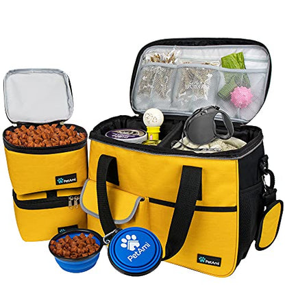 PetAmi Dog Travel Bag Organizer, Pet Supplies Diaper Tote, Yellow Medium - color: Yellow, size: Medium - 14.5"L x 8"W x 12.0"H