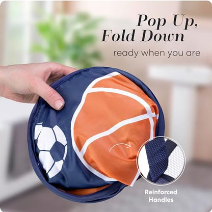 Handy Laundry Collapsible Mesh Pop Up Laundry Hamper 24 Inch - color: Sports, 1-PACK