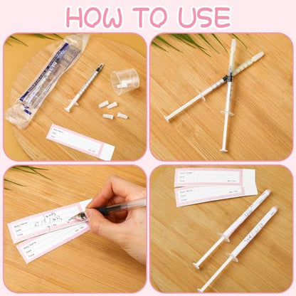 Trelaco 50 Sets 1 Ml Breast Milk Syringes No Needle Colostrum | Sterile Sealed with Caps and Cup, Baby Name Labels, Needle-free Harvesting for Storing Freezing Milk, For Postpartum Moms - size: 1 ml