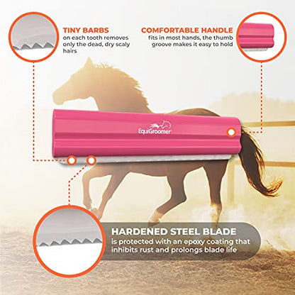 EquiGroomer 8-Inch Deshedding Brush for Dogs & Horses, Pink - color: Pink