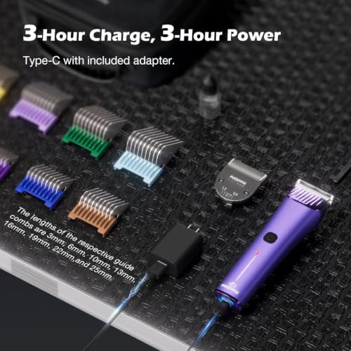 Professional Dog Grooming Clipper with 5-in-1 Replacement Blade - color: Purple