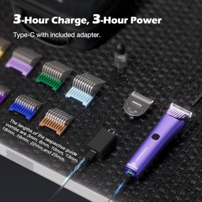 Professional Dog Grooming Clipper with 5-in-1 Replacement Blade - color: Purple