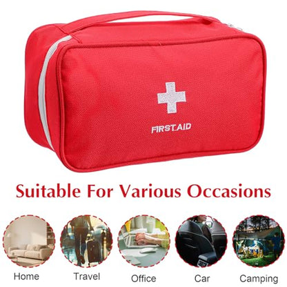 12 Pack Empty First Aid Bag, Emergency Bag Empty, First Aid Case, Portable Medical Storage Pouch for Camping Hiking Travel Home Office (Red) - size: Small