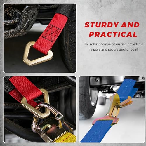 2" × 29" Premium Axle Tie Down Strap with D Rings, Heavy Duty Auto Axle Tow Strap with Protective Sleeve, 6614 Lbs Tire Wheel Tie-Down Straps for Securing Vehicle Transport (Blue) - color: Blue