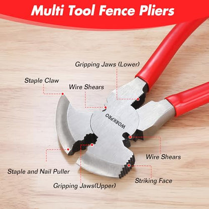 WORKPRO Fencing Pliers, 10-inch Multi Fence Pliers Tool