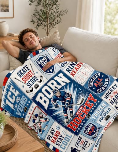 Hockey Gifts for Men Players Lovers Fan Hockey Blanket 60 * 50 | Birthday Christmas Thanksgiving Personalized Hockey Gifts Ice Hockey Lover Gift Hockey Fan Gifts Blanket Sport Blanket - color: Ice Hockey