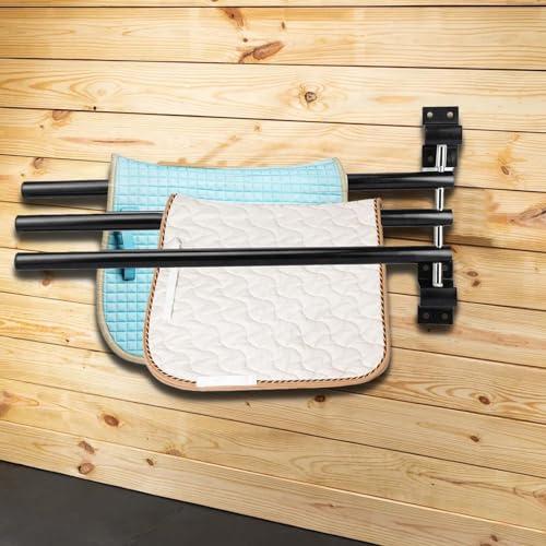 4 Pack Saddle Pad Rack with 3 Bar,Wall Mounted Swinging Horse Blanket Rack for Hanging Blankets & Pads, Ideal for Horse Stall, Tack Room, Stable and Barn