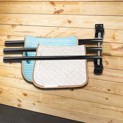 2 Pack Saddle Pad Rack with 3 Bar,Wall Mounted Swinging Horse Blanket Rack for Hanging Blankets & Pads, Ideal for Horse Stall, Tack Room, Stable and Barn