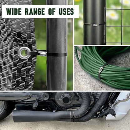 StainlessSteel Cable Tie Gun Set with 200PCS Ties - Special Tool For Fastening And Cutting Metal Cable Ties- Ideal for Chain Link Fence, Dog Fence,Outdoor Fencing, Exhaust Pipe.