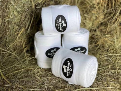 Horse Polo Leg Wraps, Equine Fleece Polo Wraps (Set of 4) - Horse Leg Bandages (White) - color: White