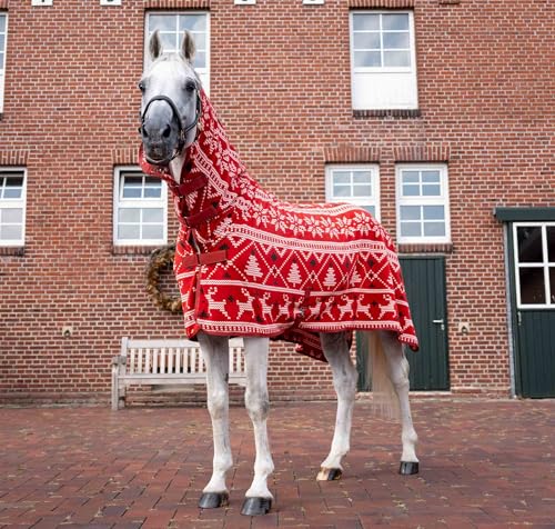 Horze Santa Christmas Fleece High Neck Cooler - Red - 84 in - color: Red, size: 84 in