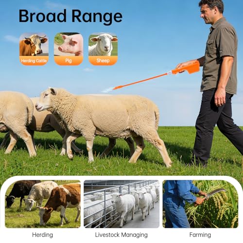 Cattle Prod Stick, 35.82in Rechargeable Waterproof Electric Livestock Prodder with 5000mAh Battery, 3-4h Working Time for Herding Cattle, Pigs, Sheep