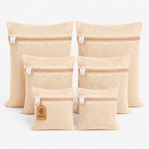 Mesh Laundry Bags for Delicates 6 Pack – Pure Cotton Breathable Zippered Delicate Wash Bags for Washing Machine, Lingerie, Bra, Clothes, 3 Sizes (2 each): (7.9"x11.8", 11.8"x15.7", 15.7"x19.7") - size: (S+M+L)-2PCS