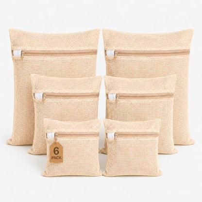 Mesh Laundry Bags for Delicates 6 Pack – Pure Cotton Breathable Zippered Delicate Wash Bags for Washing Machine, Lingerie, Bra, Clothes, 3 Sizes (2 each): (7.9"x11.8", 11.8"x15.7", 15.7"x19.7") - size: (S+M+L)-2PCS