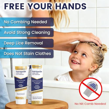 Ivermectin Lotion 0.5% Lice Treatment Lotion, 10-Minute Use, Adults & Kids
