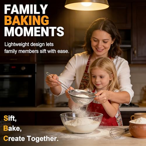 Anaeat Fine Mesh Strainers - Premium Stainless Steel Colander Sieve Sifters, with Durable Mesh and Sturdy Handle, Excellent for Sifting Dry ingredients, Flour, Pastas, Rice, Tea (2.8"+4.73"+7.09") - color: 2.8" + 4.73" + 7.09" Diameter (Set of 3)