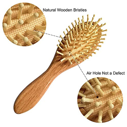 3 Piece Baby Hair Brush and Comb Set | Natural Wooden Hairbrush, Soft Goat Bristles, For Cradle Cap, Scalp Grooming Product - color: Walnut
