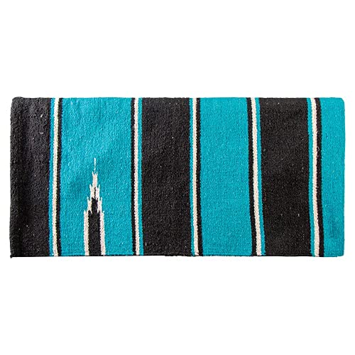 Dura-Tech Western Navajo Saddle Blanket for Horses 32x34 | Vibrant Navajo Design | Ideal Over Protective Pad | Lightweight | Low Bulk | Machine Washable - color: Teal/Black