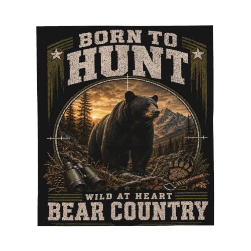 Bear Hunting Throw Blanket Gift 40"x50" - color: Bear Hunting 2, size: 40''x50''