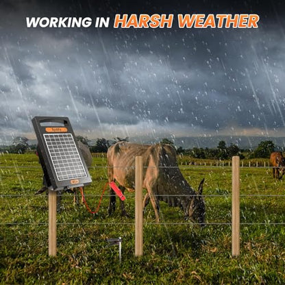 24-Hour Solar Electric Fence Charger, 0.18J, 10-Mile for Livestock - color: Black