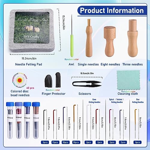 Mayboos Needle Felting Kit, 6"x6" Needle Felting Pad Tools
