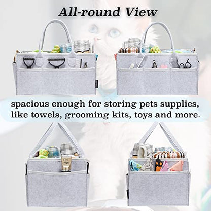Pet Grooming Tote, Dog Grooming Supplies Organizer, Travel Outdoor (Bag ONLY) (Sliver Grey) - color: Sliver Grey