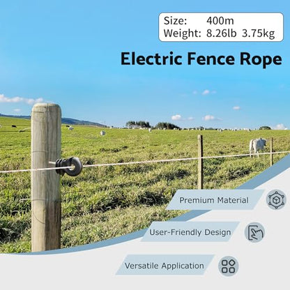 Electric Fence Braided Wire, 1312 Feet, 4mm Diameter, Strength 200kg, Red - color: Red