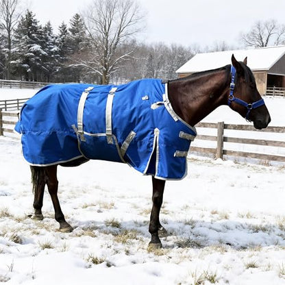 Turnout Horse Blankets Care Sheets, Blue 1800D Waterproof Breathable 320 Gram Filling (US 72 in(EU 135 cm)) - size: US 72 in(EU 135 cm)