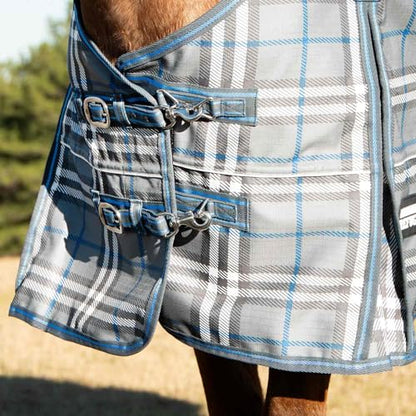 Jeffers Poplar Head Refuge 1200D, Hamilton Blue & Slate Plaid, 81" - Turnout Blanket, Waterproof, 240g Polyfill, Adjustable Chest, Belly Surcingles, Hind Leg Straps, Tail Flap, Horse Blanket - size: 81 in