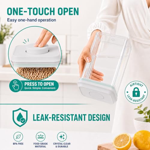 POP Airtight Flour-Rice Food-Storage Container - 4L/4.2Qt Jar with Lid and 3.3Oz Scoop | BPA-Free | Can Hold 5lb of Flour or 5lb of Rice | Stackable and Durable
