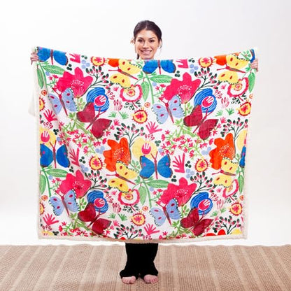 Carstens, Inc. Ultra Premium Super Soft Plush Sherpa Fleece Oversized Throw Blanket 54" x 68", Butterfly - color: Butterfly