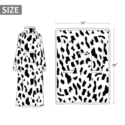 Catalonia Sherpa Wearable Blanket with Sleeves and Pocket for Adults - color: Dalmatian, size: Standard Pocket