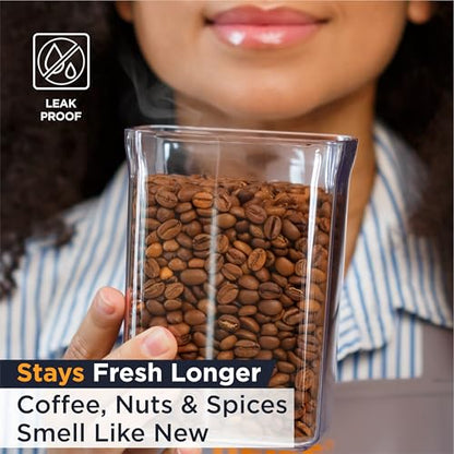 Deiss LUX Airtight Food Storage Containers with Lids - Pop Canisters Set for Pantry Organization, BPA-Free Stackable Kitchen Storage for Flour, Sugar, Cereal, Coffee | 2.1Qt, 0.95Qt, Measuring Cup