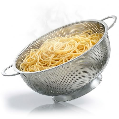 Stainless Steel Strainer for Rice With Handles, Fine Holes, 5 Qt