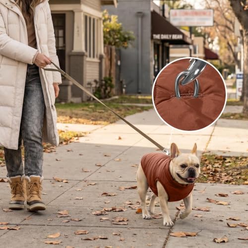 JoyDaog Fleece Lined Dog Jacket for Medium Dogs,Winter Dog Coat,Brown L - color: Brown, size: Large
