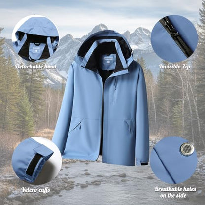 Men's Waterproof Shell Jacket, Lightweight Windbreaker Raincoat, Outdoor Trench Coat - color: Skyblue, size: Medium