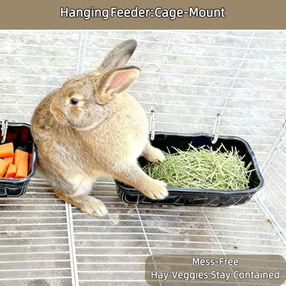 Hanging Chicken Feeders,Duck Feeder Waterer,Small Feed Trough 1.3 Quart 2 Pack,Hanging Fence Feed Trough for Poultry,Black - color: Black, size: 1.3 Quart (2 Pack)