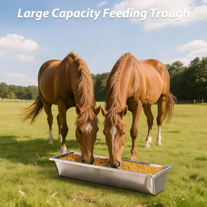 Geelin 2 Pcs 12 Gallon/48 Quart Livestock Water Trough, Stainless Steel - size: 12 Gallon/48 Quart