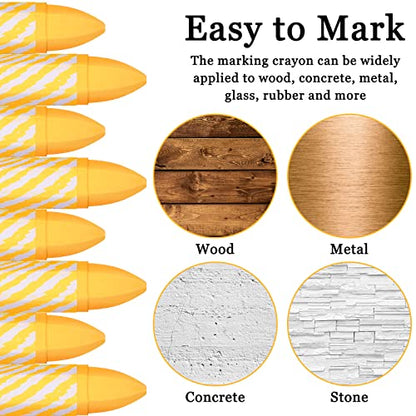 Tudomro 24 Pcs Lumber Crayons Bulk Wax Tire Marker Drawing Crayons for Marking on Lumber Metal Wood Carton Ceramics Glass Plastic, 3.94 x 0.55 Inch (Yellow) - color: Yellow