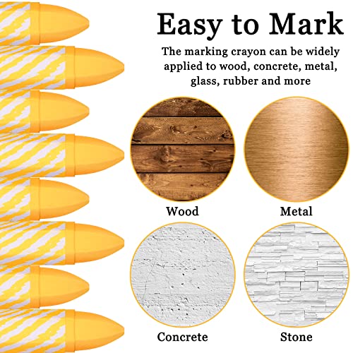 Tudomro 24 Pcs Lumber Crayons Bulk Wax Tire Marker Drawing Crayons for Marking on Lumber Metal Wood Carton Ceramics Glass Plastic, 3.94 x 0.55 Inch (Yellow) - color: Yellow