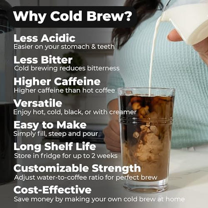 VINCI Cold Brew 360 Dual-Filter Iced Coffee Maker, 47 oz Pitcher - size: 1.4 Liters - Plastic Pitcher