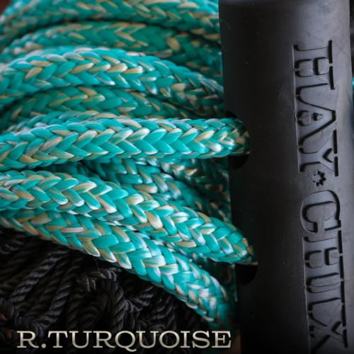 Hay Nets for Horses + Bucket Strap Bundle | 1- Half Bale Net 1 3/4” | Slow Feed Hay Bag Feeder and 1 - Bucket Strap for Hanging Water Bucket or for Barn Organization 14”, Redemption Turquoise