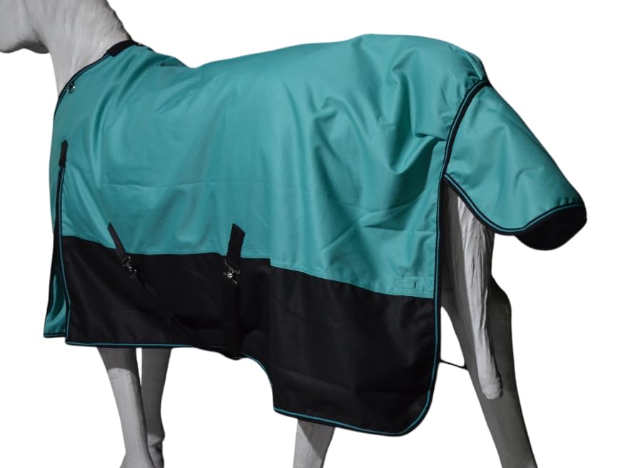 1200D Waterproof Light Weight Poly (100g Fill) Horse Winter Turnout Blanket with Standard Neck AT010002 (Turquoise, 81") - color: TURQUOISE, size: 81"