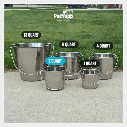 Half Gallon Stainless Steel Bucket - Flat-Side Metal Bucket 2 Quart - size: 2 Quart