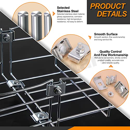 Stainless Steel Gridwall Joining Clip Connectors - 30 Sets, Panel Joining Clips, Wall Clamps for Grid Panels