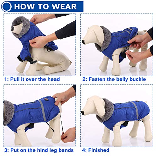 QBLEEV Warm Dog Coat, Reflective Dog Jacket, Waterproof Dogs Winter Coat - color: Blue, size: Medium