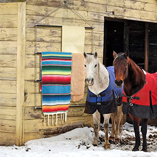 Blanket Rack 24.02 x 44.88 Inch Saddle Rack Long Saddle Stand Stall Blanket Bar Horse Trailer Organizer for Western Saddle Blankets Horse Blankets Pads Towels Storage Supplies, Black