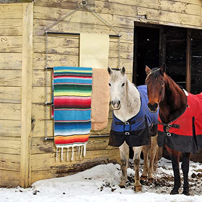 Blanket Rack 24.02 x 44.88 Inch Saddle Rack Long Saddle Stand Stall Blanket Bar Horse Trailer Organizer for Western Saddle Blankets Horse Blankets Pads Towels Storage Supplies, Black