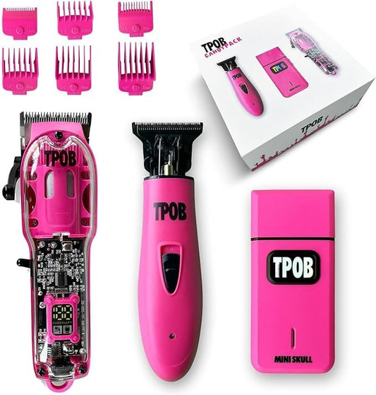 TPOB Slime 2 Barber Hair Clippers Trimmer Shaver Set for Men with Matte case and X Fade Blade (Pin) - color: Pin